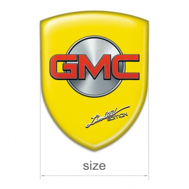 GMC Car Accessories Badge Yellow Base Silver Round Red Logo 