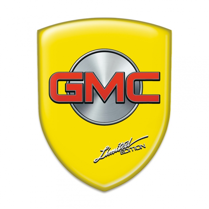 GMC Car Accessories Badge Yellow Base Silver Round Red Logo 