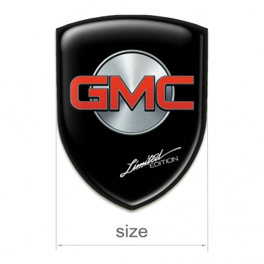 GMC Self Adhesive Car logo Emblem Black base Silver Round Red Logo 