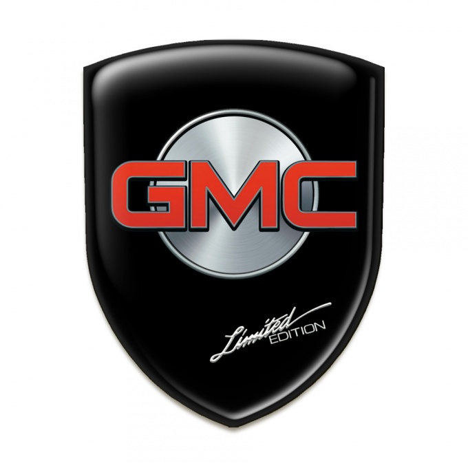 GMC Self Adhesive Car logo Emblem Black base Silver Round Red Logo 