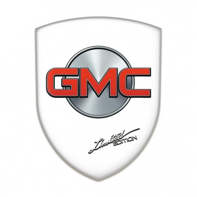 GMC Car Interior Badge White Base Silver Round Red Logo 