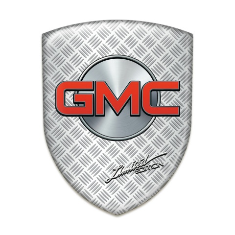 GMC Emblem Badge Logo Grid Effect Base Silver Round Red Logo 