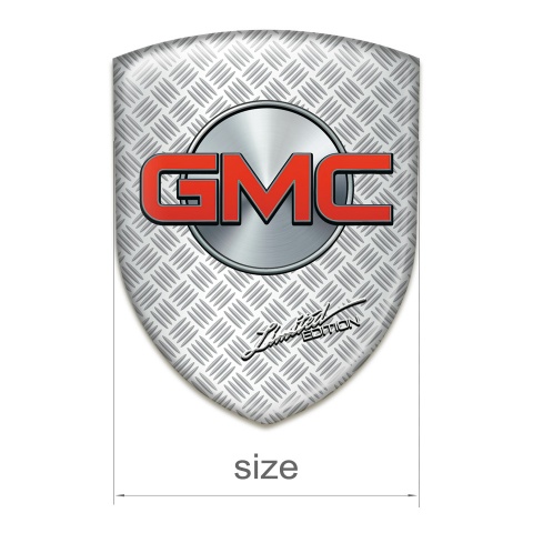 GMC Emblem Badge Logo Grid Effect Base Silver Round Red Logo 