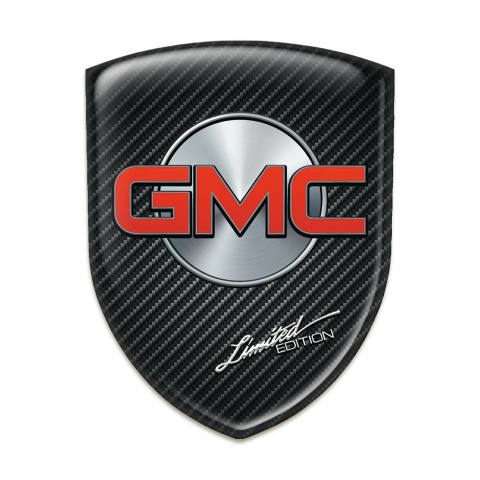 GMC Logo Emblem Dark carbon base Silver Circle And Red Logo 