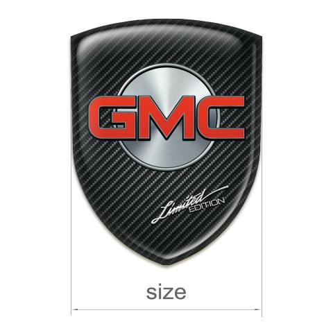 GMC Logo Emblem Dark carbon base Silver Circle And Red Logo 