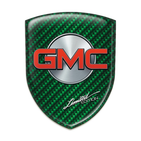GMC Tuning Emblem Green Carbon Base Silver Circle and Red Logo 