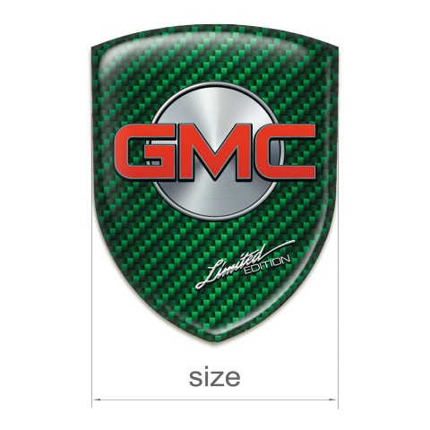 GMC Tuning Emblem Green Carbon Base Silver Circle and Red Logo 