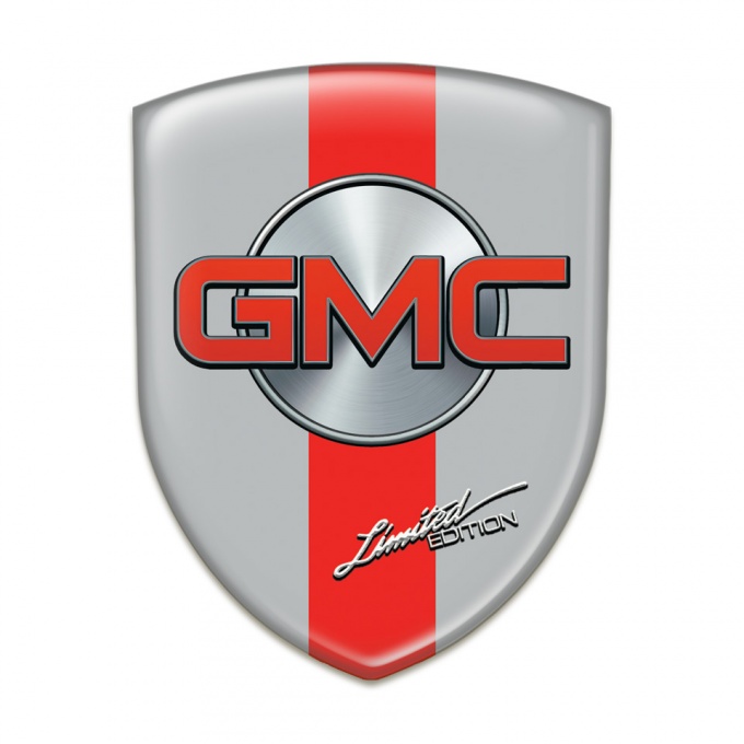 GMC Car Interior Badge Grey with Red Band and Silver Circle Design 