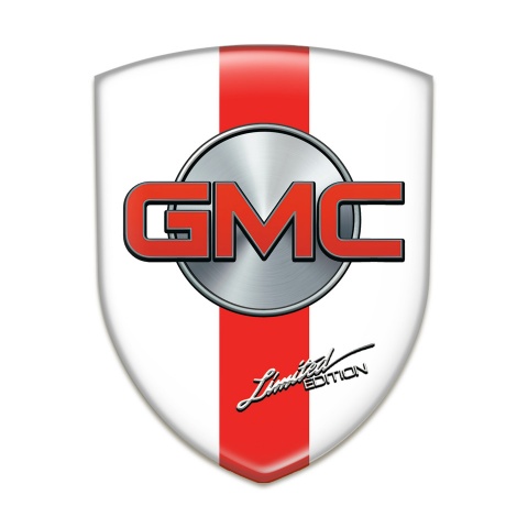 GMC Auto Emblem White with Red Band and Silver Circle Design 