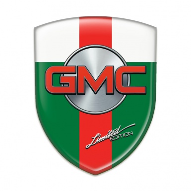 GMC Emblem Badge Logo Green White with Red Band Design 