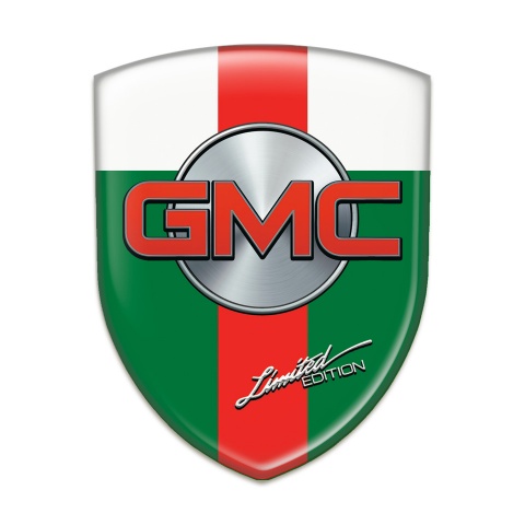 GMC Emblem Badge Logo Green White with Red Band Design 