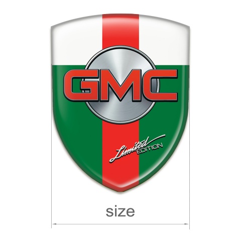 GMC Emblem Badge Logo Green White with Red Band Design 