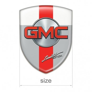 GMC Self Adhesive Emblem Logo Grey White with Red Band Design 