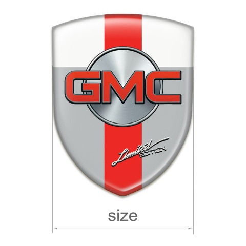 GMC Self Adhesive Emblem Logo Grey White with Red Band Design 