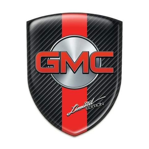 GMC 3D Gel Emblem Black Fibers with Red band Design 