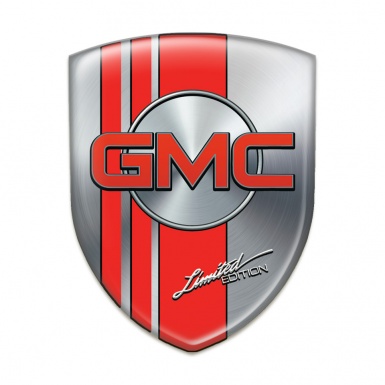 GMC Self Adhesive Car logo Emblem Silver with Red tapes Style 