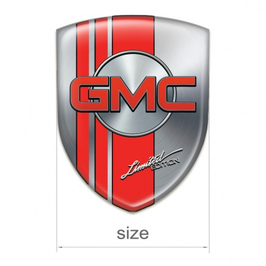 GMC Self Adhesive Car logo Emblem Silver with Red tapes Style 