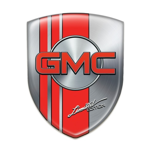 GMC Self Adhesive Car logo Emblem Silver with Red tapes Style 