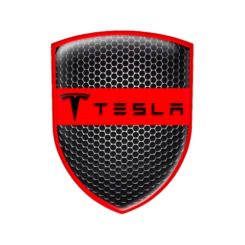 Tesla Shield Silicone Sticker Steel Red Edition
