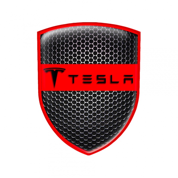 Tesla Shield Silicone Sticker Steel Red Edition