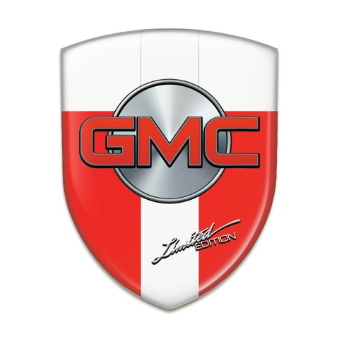GMC Silicone Car Decal Badge Red White with White Band Type 