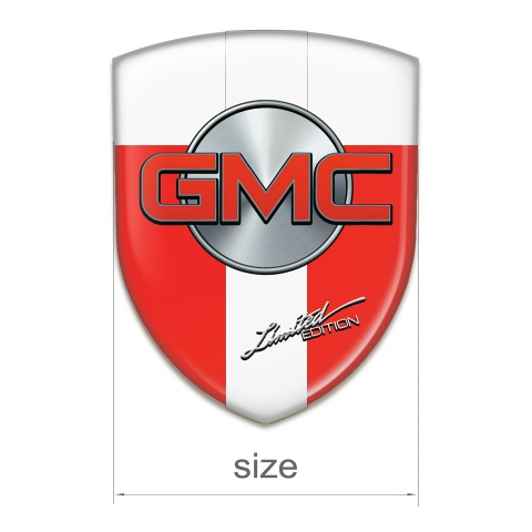 GMC Silicone Car Decal Badge Red White with White Band Type 