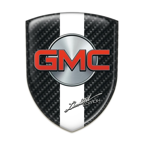 GMC Self Adhesive Emblem Logo Black Carbon with White Band Type 