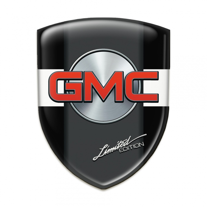 GMC Logo Emblem Black with White Ribbon Model 