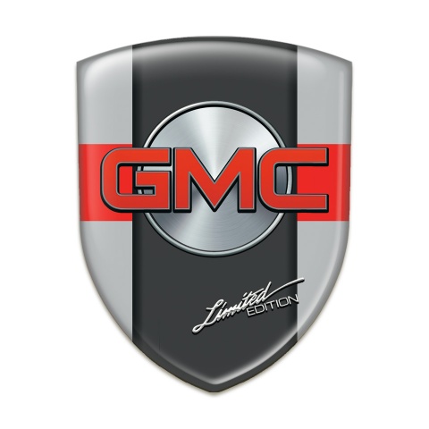 GMC Self Adhesive Emblem Logo Grey with Red Tape Pattern 