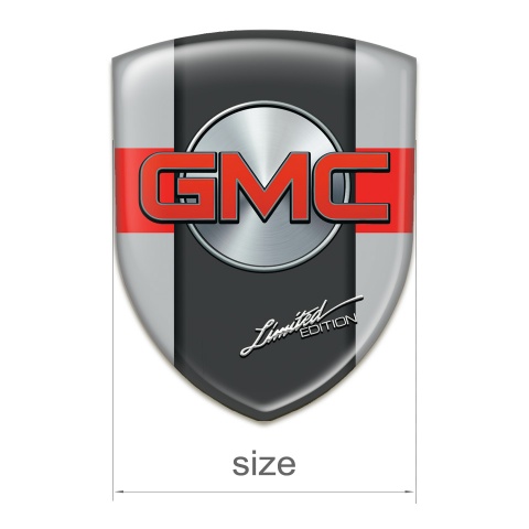 GMC Self Adhesive Emblem Logo Grey with Red Tape Pattern 