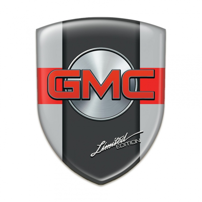 GMC Self Adhesive Emblem Logo Grey with Red Tape Pattern 