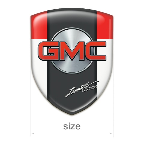 GMC Self Adhesive Emblem Logo White Red Pattern 