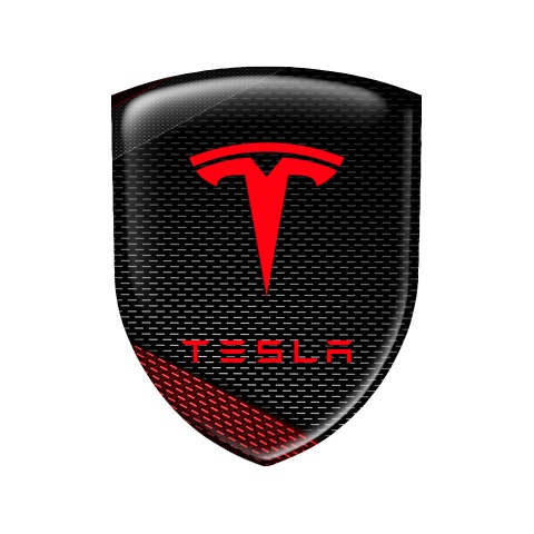 Tesla Shield Silicone Emblem Line Artwork Red Logo