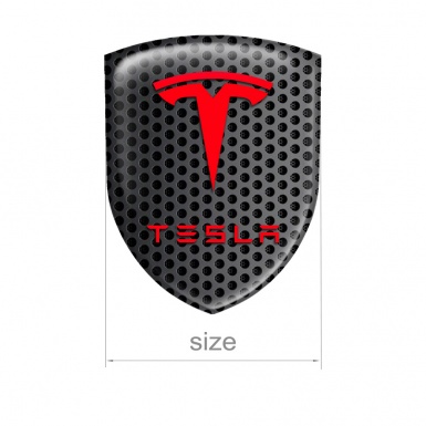 Tesla Shield Silicone Emblem Steel Red Line Edition