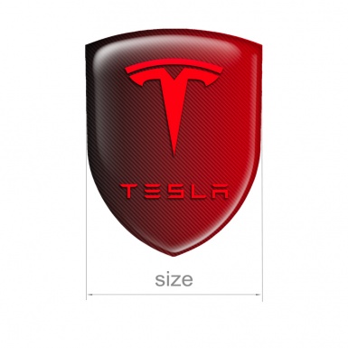 Tesla Shield Silicone Emblem Red Carbon Artwork Line