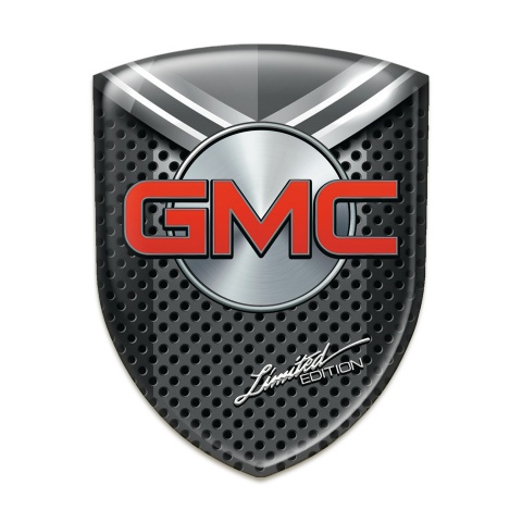 GMC Silicone Car Decal Badge Perforated Base with Grey Shield Design 