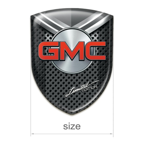 GMC Silicone Car Decal Badge Perforated Base with Grey Shield Design 