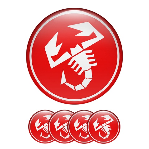 Fiat Abarth Wheel Center Caps Emblem Logo Limited Edition Red 