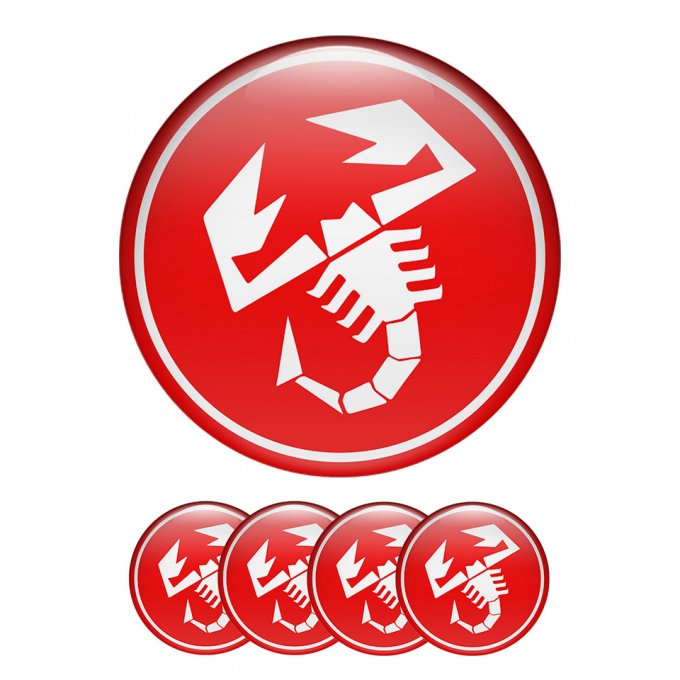 Fiat Abarth Wheel Center Caps Emblem Logo Limited Edition Red 