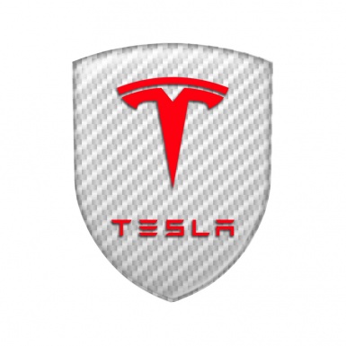 Tesla Shield Silicone Emblem White Carbon Artwork Line