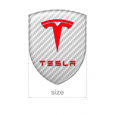 Tesla Shield Silicone Emblem White Carbon Artwork Line