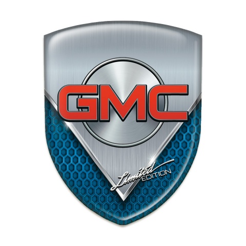 GMC Domed Emblem Aluminium Sheet with Blue Mesh Design 