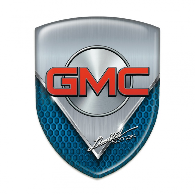 GMC Domed Emblem Aluminium Sheet with Blue Mesh Design 