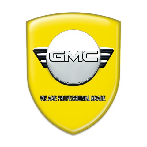 GMC Self Adhesive Car logo Emblem Yellow Background Round Logo Style 