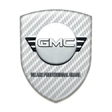 GMC Resin Sticker White Carbon and Round Logo 