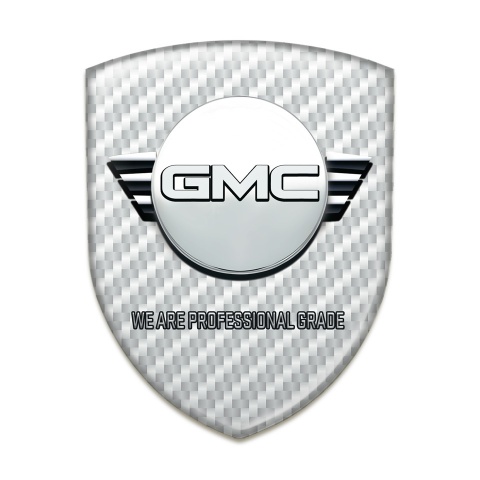 GMC Resin Sticker White Carbon and Round Logo 