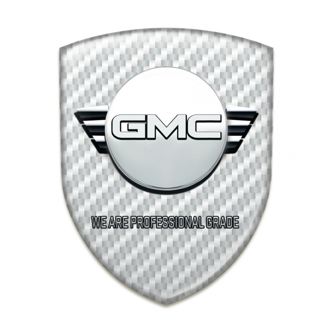 GMC Resin Sticker White Carbon and Round Logo 