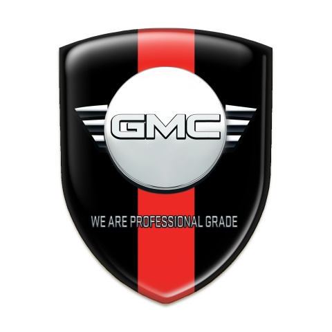 GMC Car Interior Badge BVlack with Red Band base Round Logo 