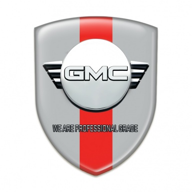 GMC Silicone Car Decal Badge Grey with Red Band and Round Logo 