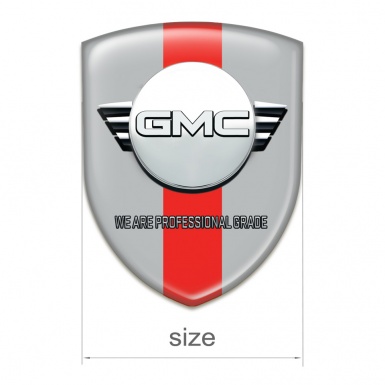 GMC Silicone Car Decal Badge Grey with Red Band and Round Logo 